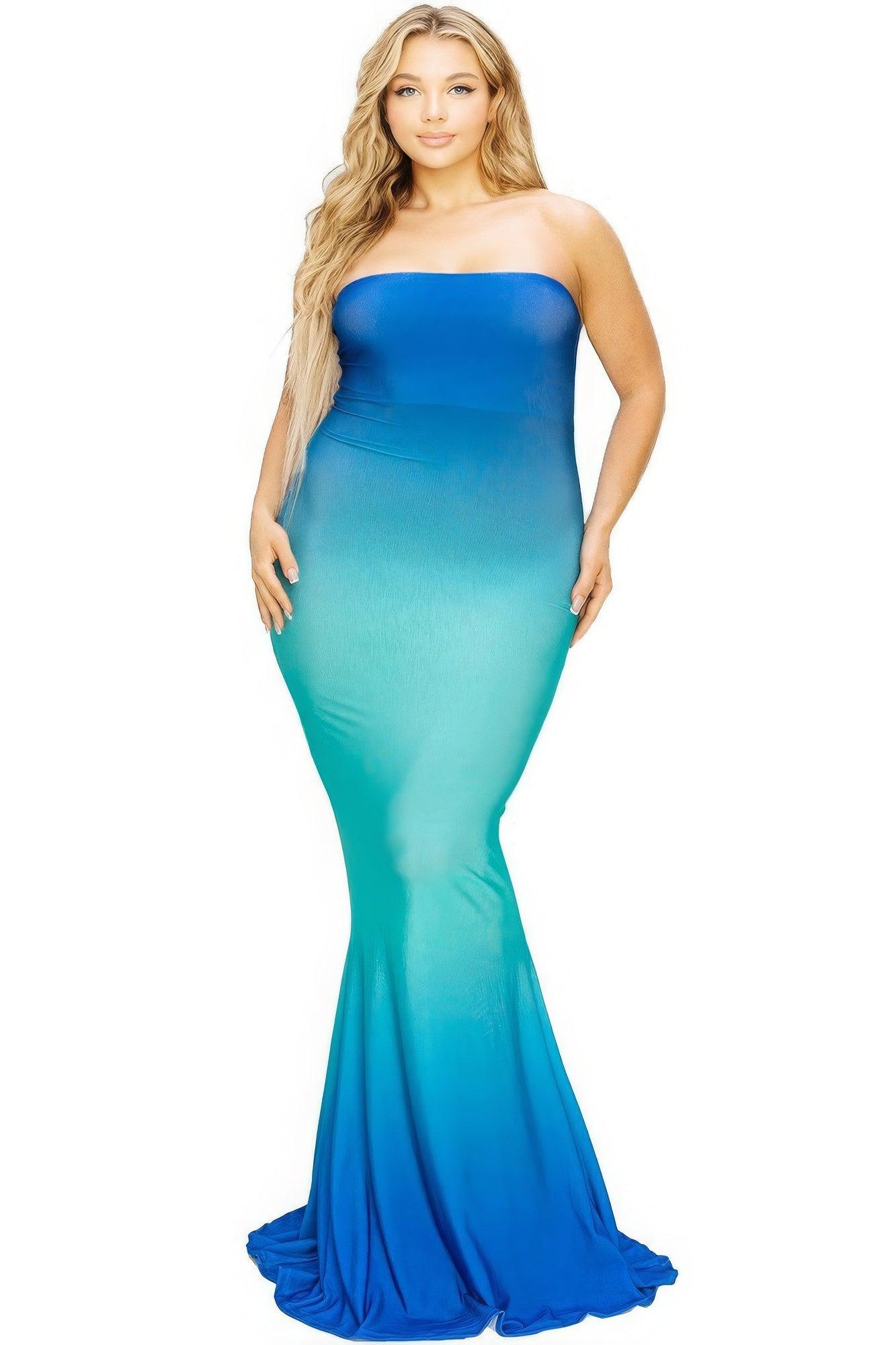 Plus hot summer gradient tube maxi dress - AMIClubwear