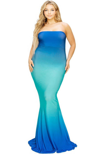 Plus hot summer gradient tube maxi dress - AMIClubwear