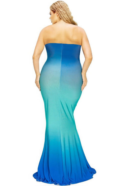 Plus hot summer gradient tube maxi dress - AMIClubwear