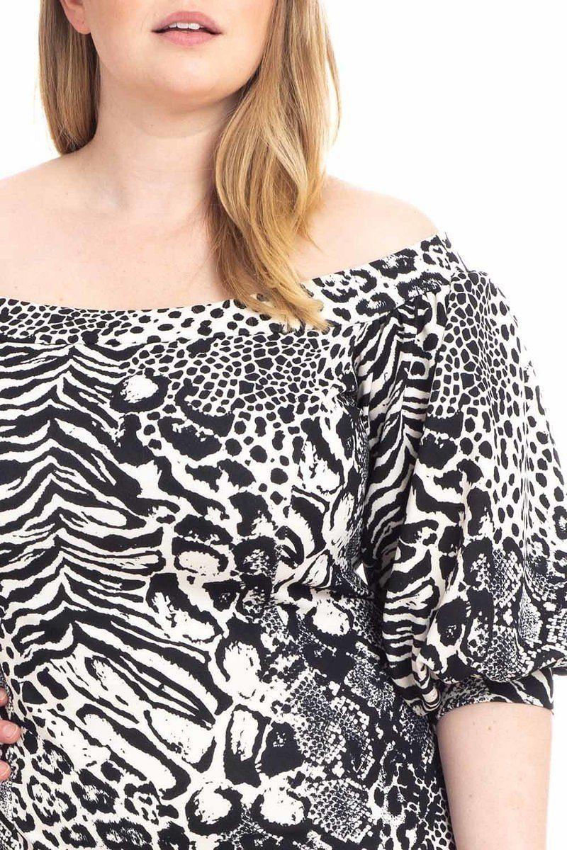 Plus Size Animal Print Crepe Stretch Bodycon Dress - AMIClubwear