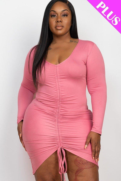 Plus Size Drawstring Ruched Front - AMIClubwear