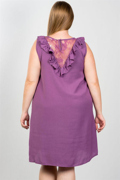 Plus Size Lace Insert Shift Midi Dress - AMIClubwear