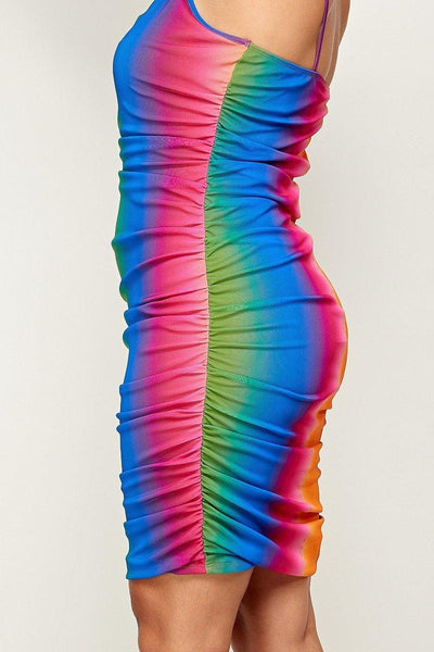 Plus Size Rainbow Ombre Print Cami Dress - AMIClubwear