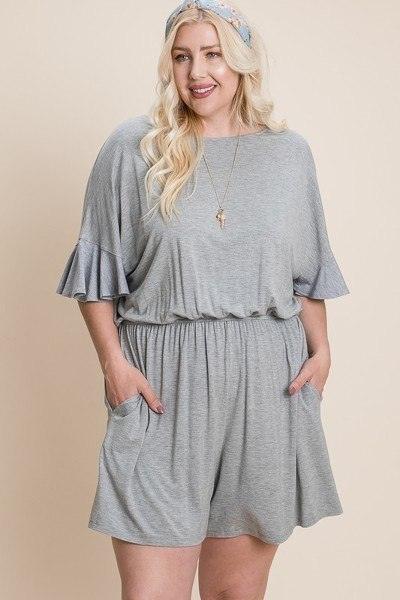 Plus Size Solid Rayon Modal Mini Romper - AMIClubwear