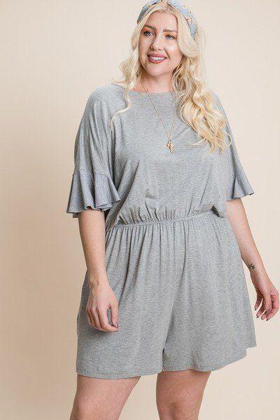 Plus Size Solid Rayon Modal Mini Romper - AMIClubwear