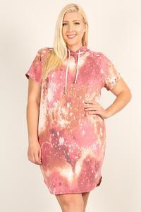 Plus Size Tie-dye Print Relaxed Fit Dress - AMIClubwear