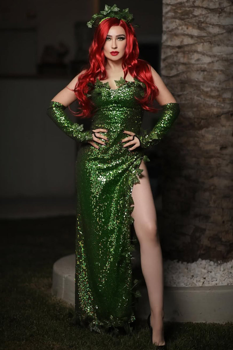 Green Sequin Maxi Dress Sexy Poison Ivy Costume