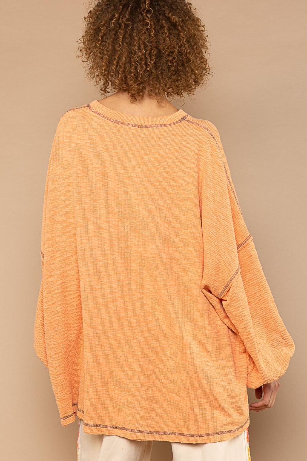POL Exposed Seam Round Neck Long Sleeve Top - AMIClubwear
