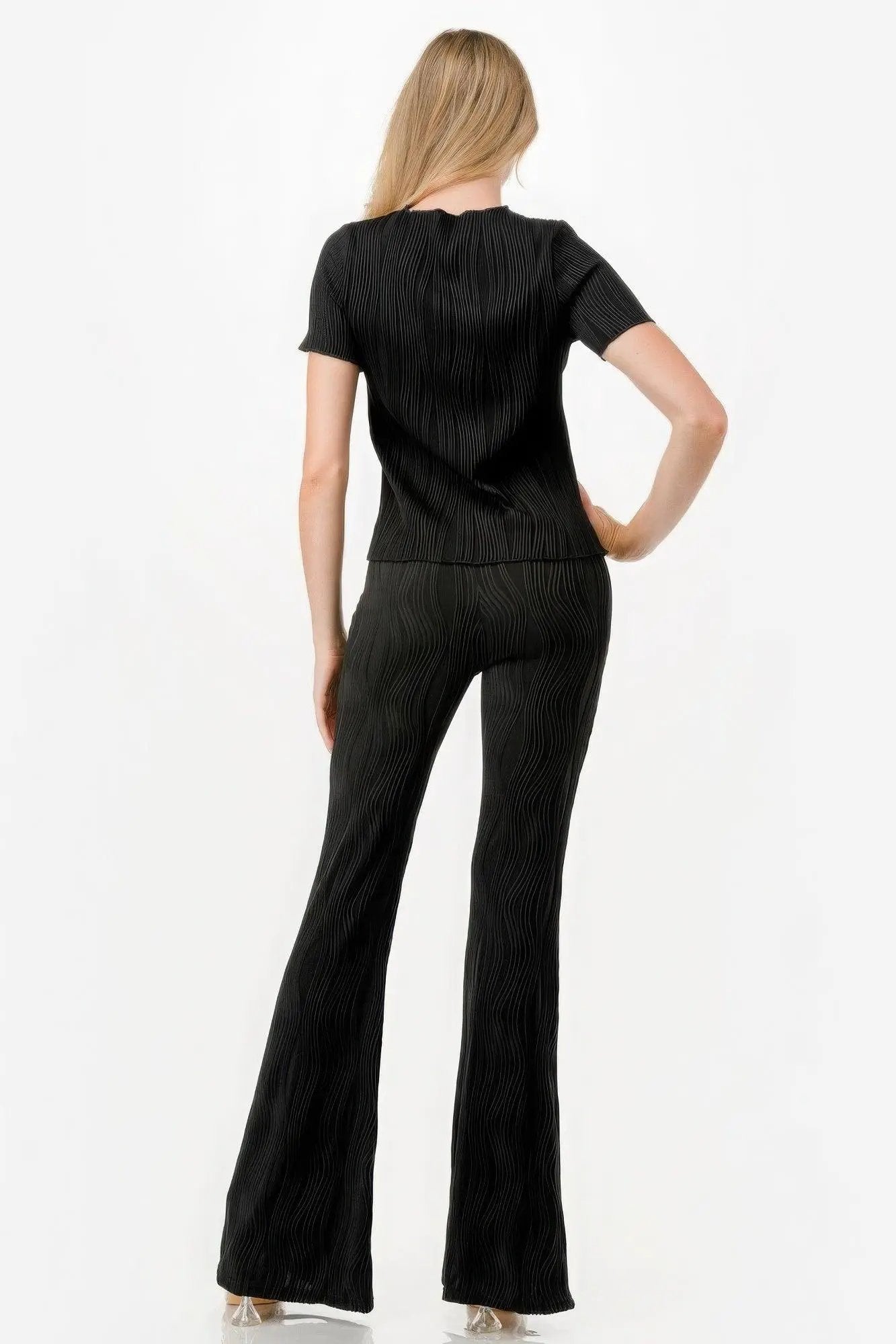 Pretty Pleated Flare Pants Set