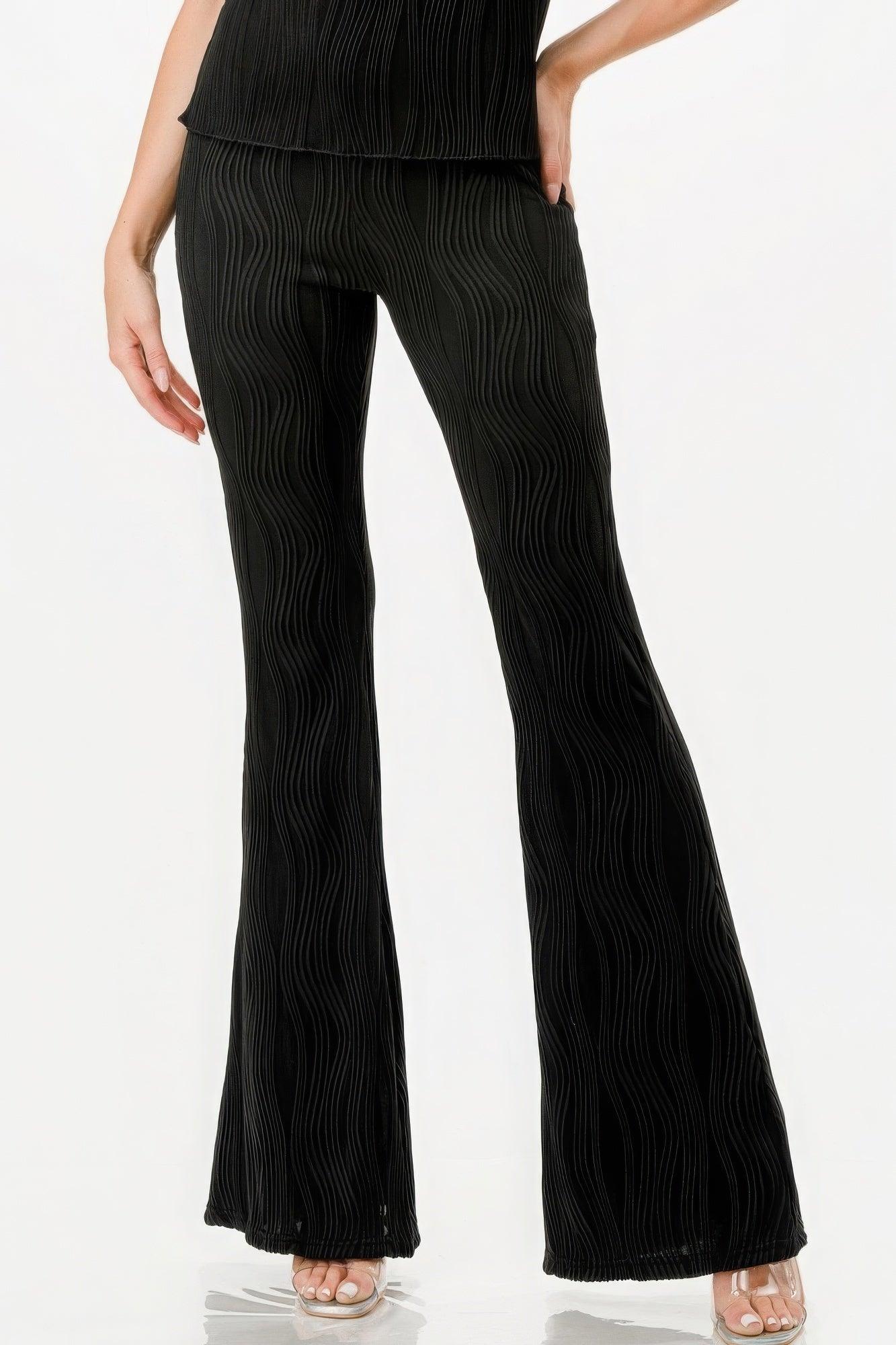 Pretty Pleated Flare Pants Set - AMIClubwear