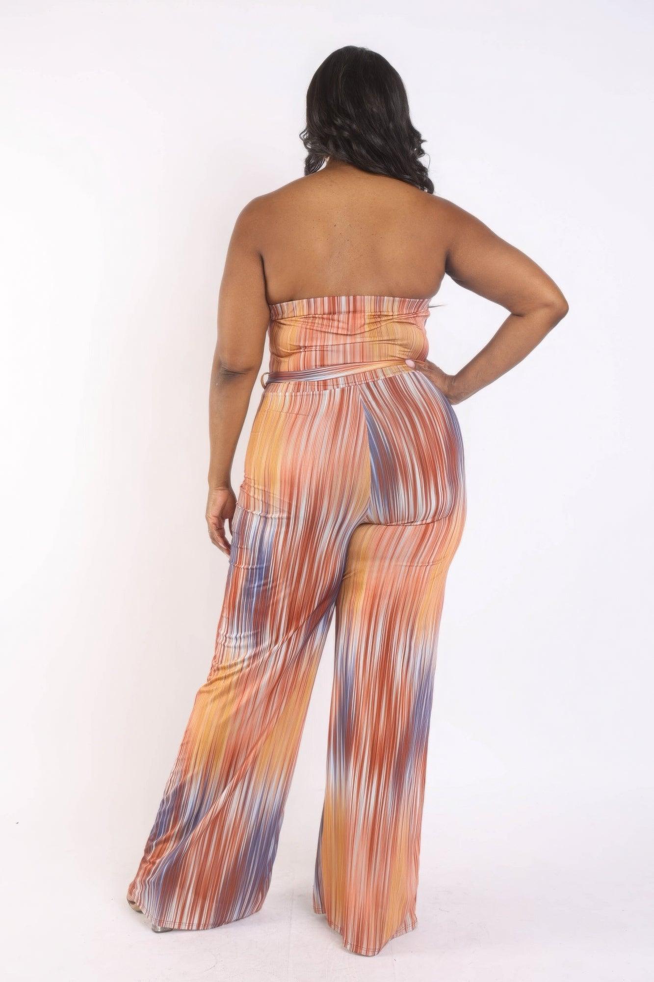 Printed Tube Jumpsuit With Self Belt - AMIClubwear