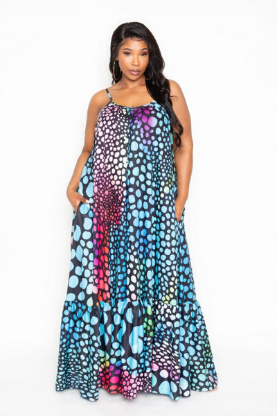 Printed Voluminous Maxi Dress - AMIClubwear