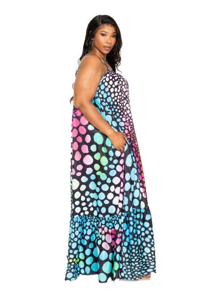 Printed Voluminous Maxi Dress - AMIClubwear