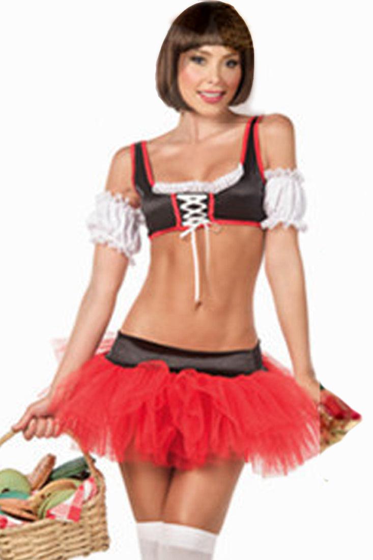 Red Black Little Red Riding Hood 3 Pc Costume - AMIClubwear