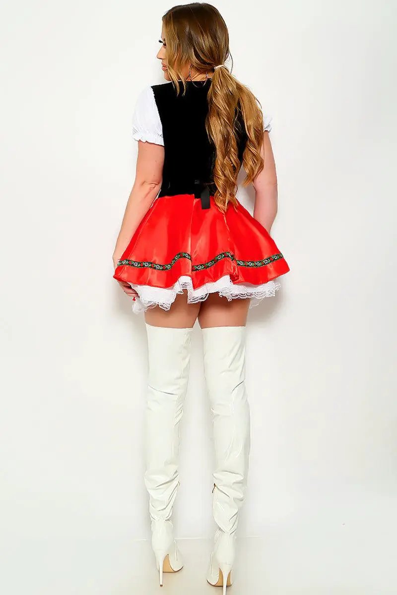 Red Black White Beer Girl Oktoberfest Costume