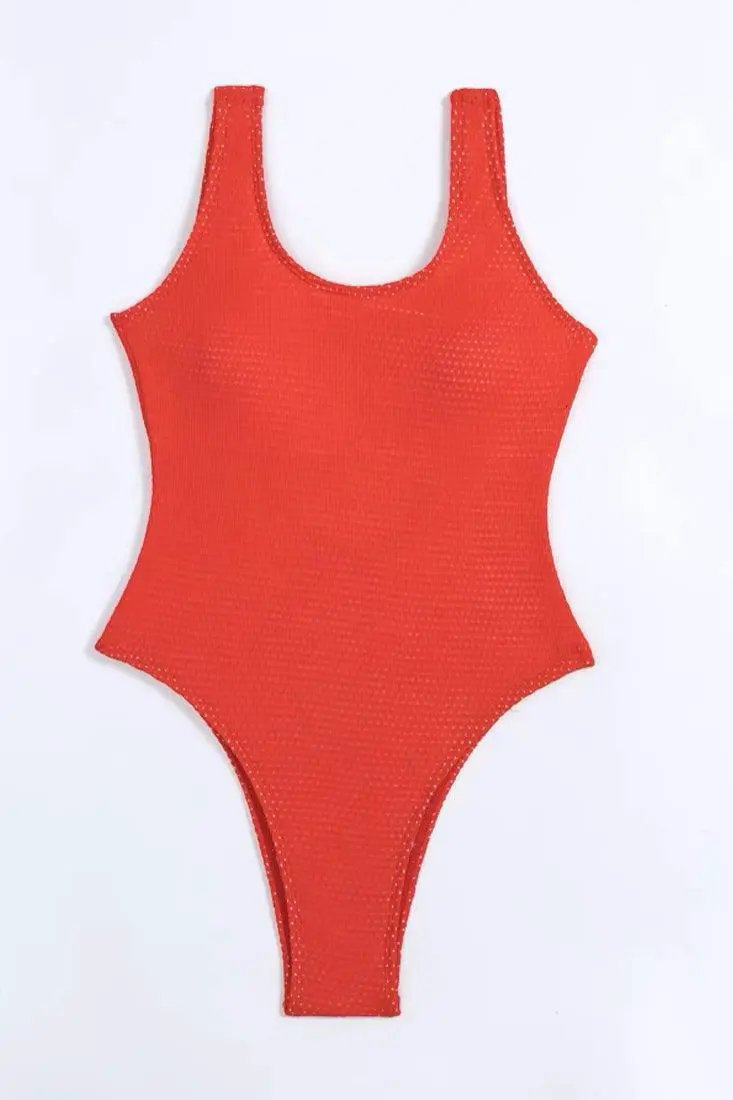 Red Open Back Gold Chains Cheeky 1 Pc Swimsuit Monokini S062