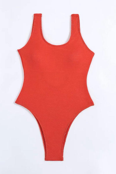 Red Open Back Gold Chains Cheeky 1 Pc Swimsuit Monokini S062 - AMIClubwear