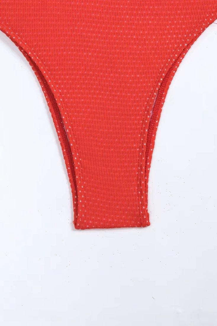 Red Open Back Gold Chains Cheeky 1 Pc Swimsuit Monokini S062 - AMIClubwear