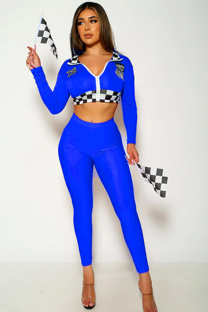 Blue Race Car Racer Full Length 2pc Sexy Costume