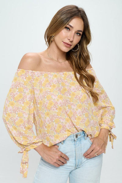 RENEE C Floral Off-Shoulder Long Sleeve Blouse - AMIClubwear