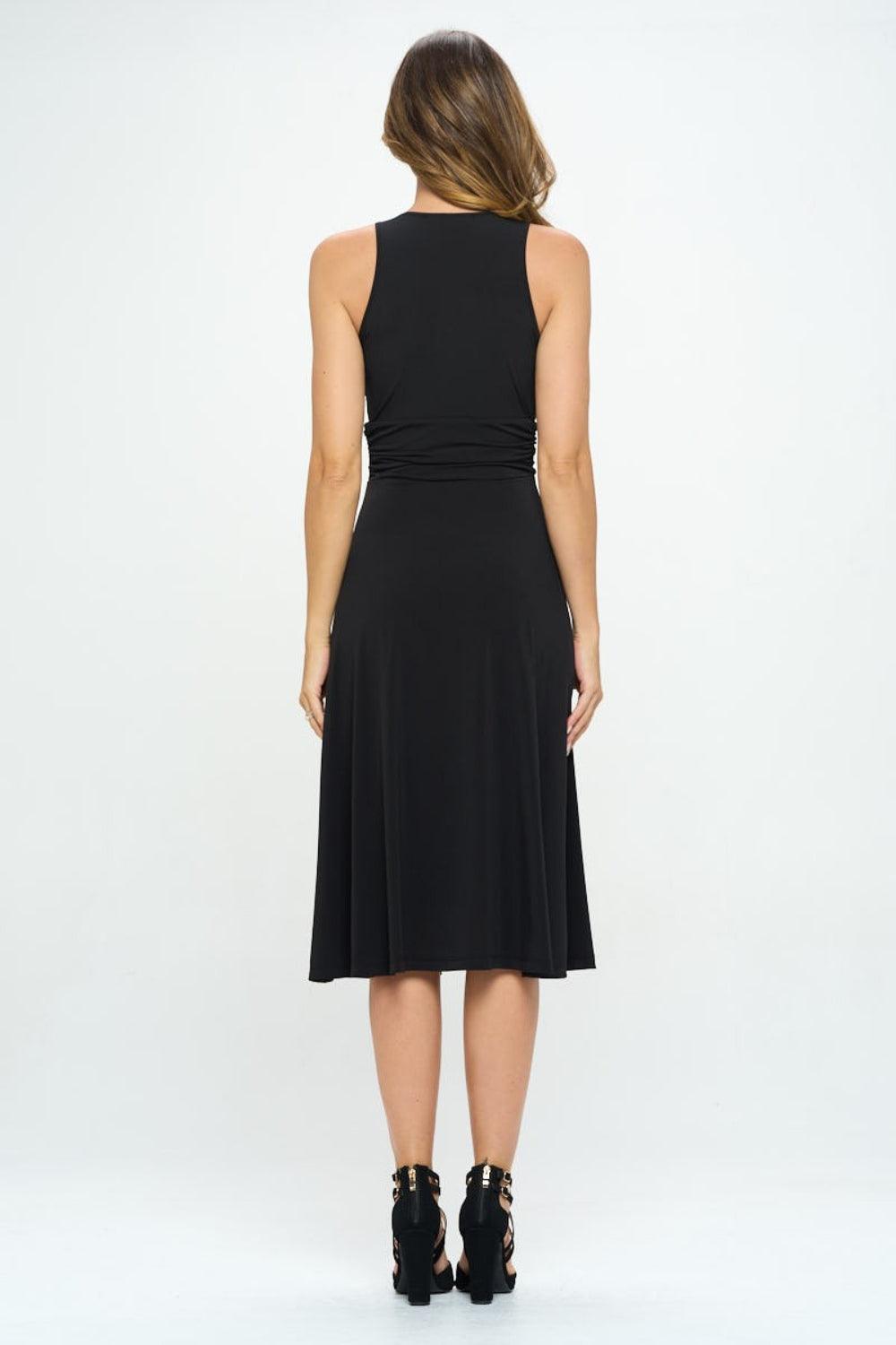 RENEE C Ruched Waist Sleeveless Slit Dress - AMIClubwear