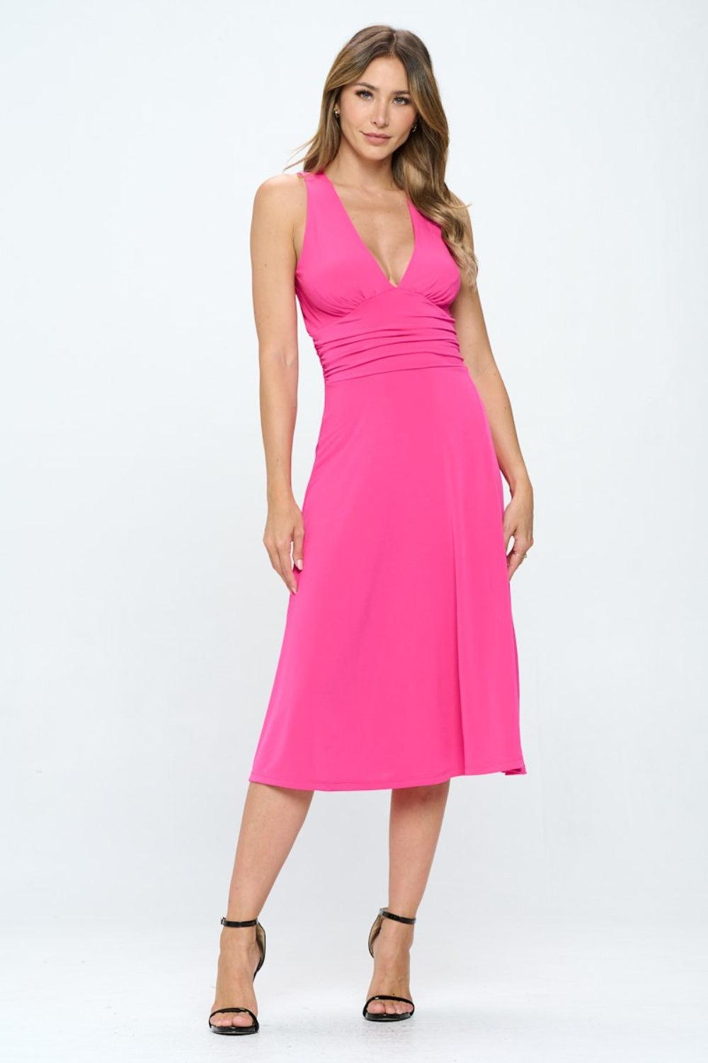 RENEE C Ruched Waist Sleeveless Slit Dress - AMIClubwear