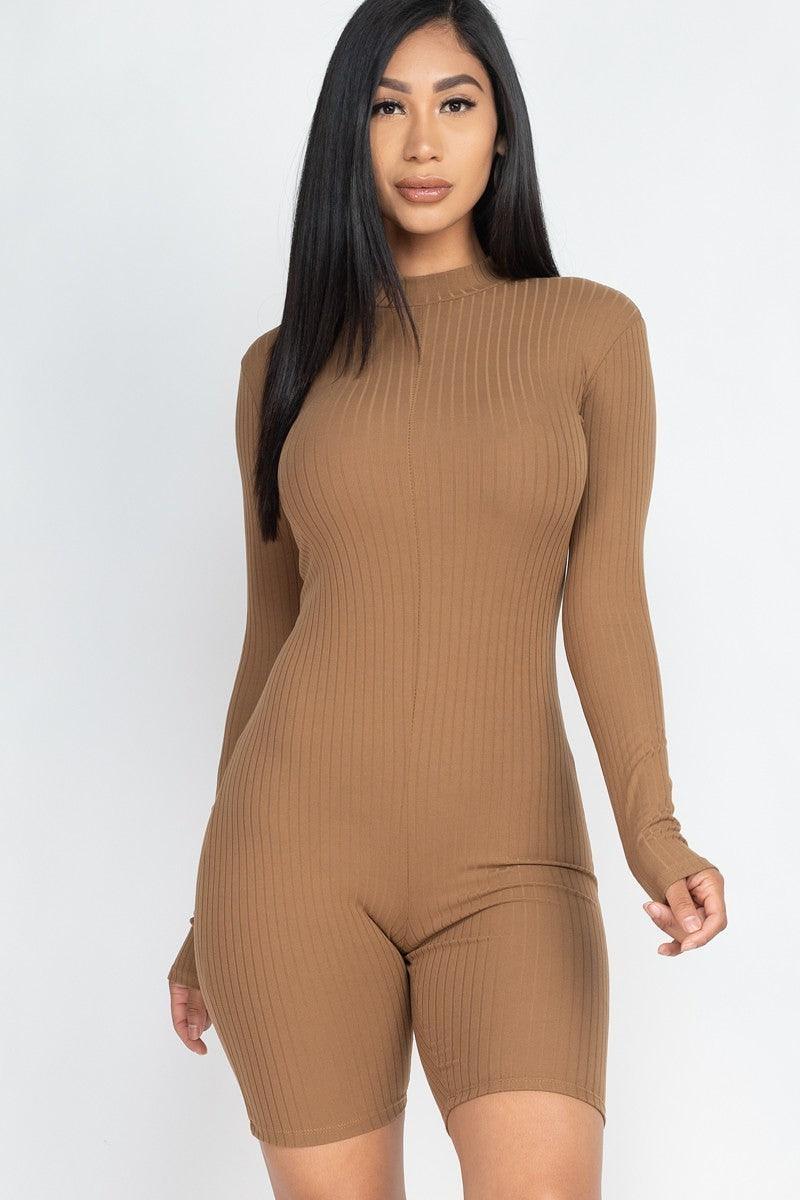 Ribbed Knit Romper - AMIClubwear