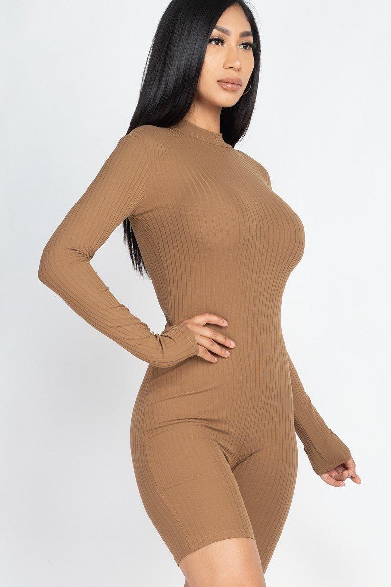 Ribbed Knit Romper - AMIClubwear