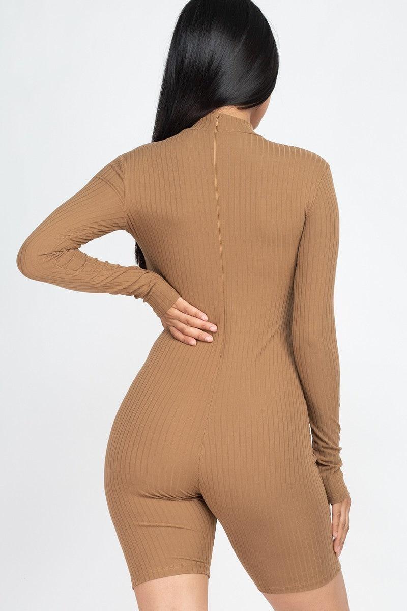 Ribbed Knit Romper - AMIClubwear