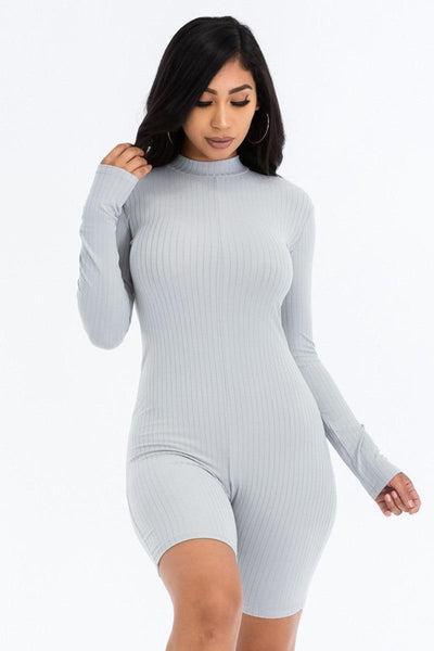 Ribbed Knit Romper - AMIClubwear