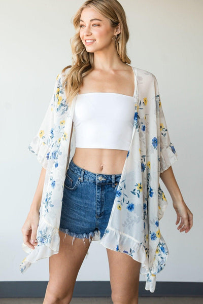 Ruffle Trim Lightweight Kimono - AMIClubwear