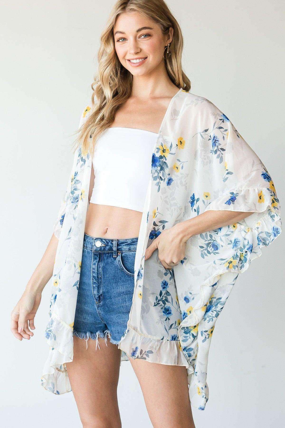 Ruffle Trim Lightweight Kimono - AMIClubwear