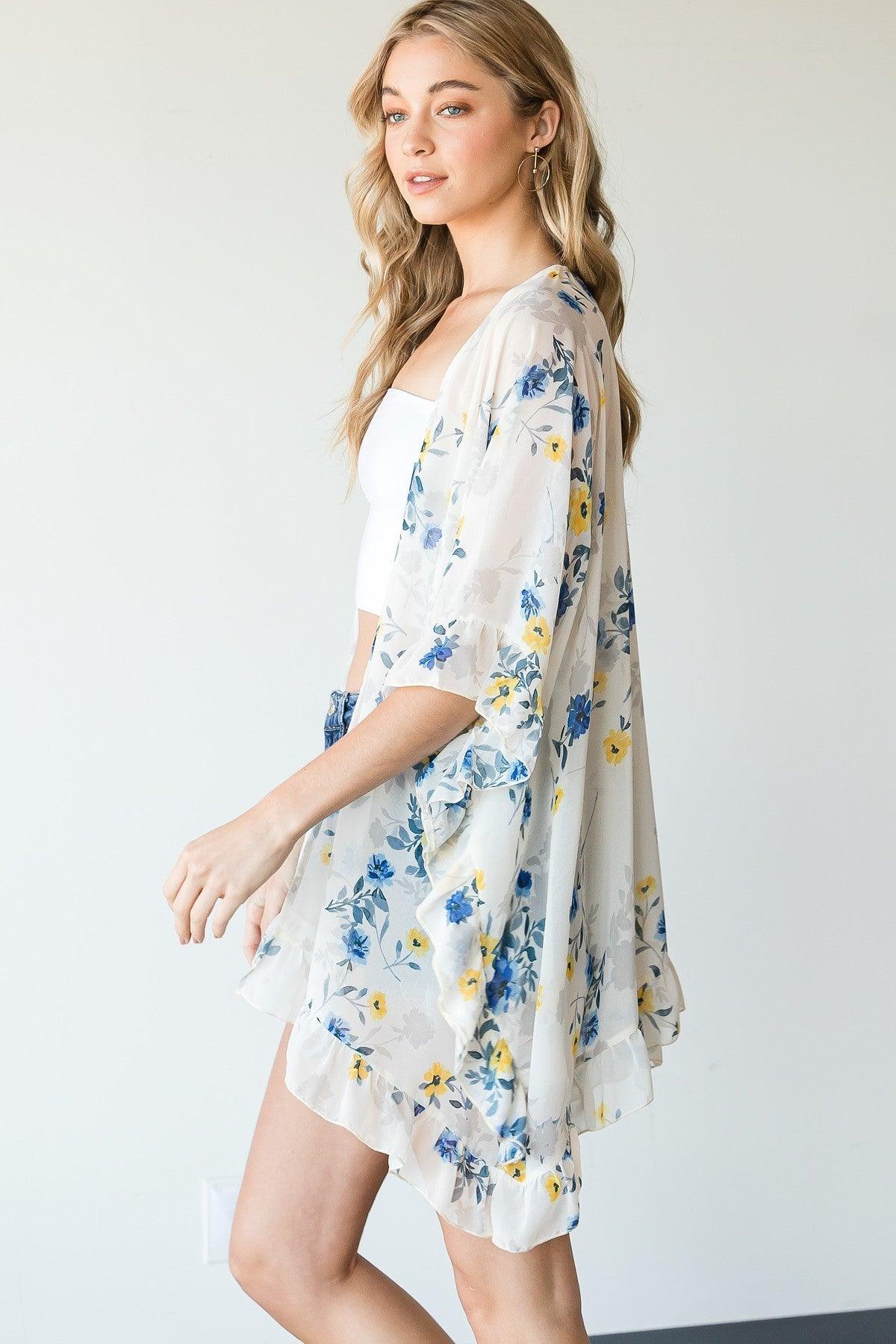 Ruffle Trim Lightweight Kimono - AMIClubwear