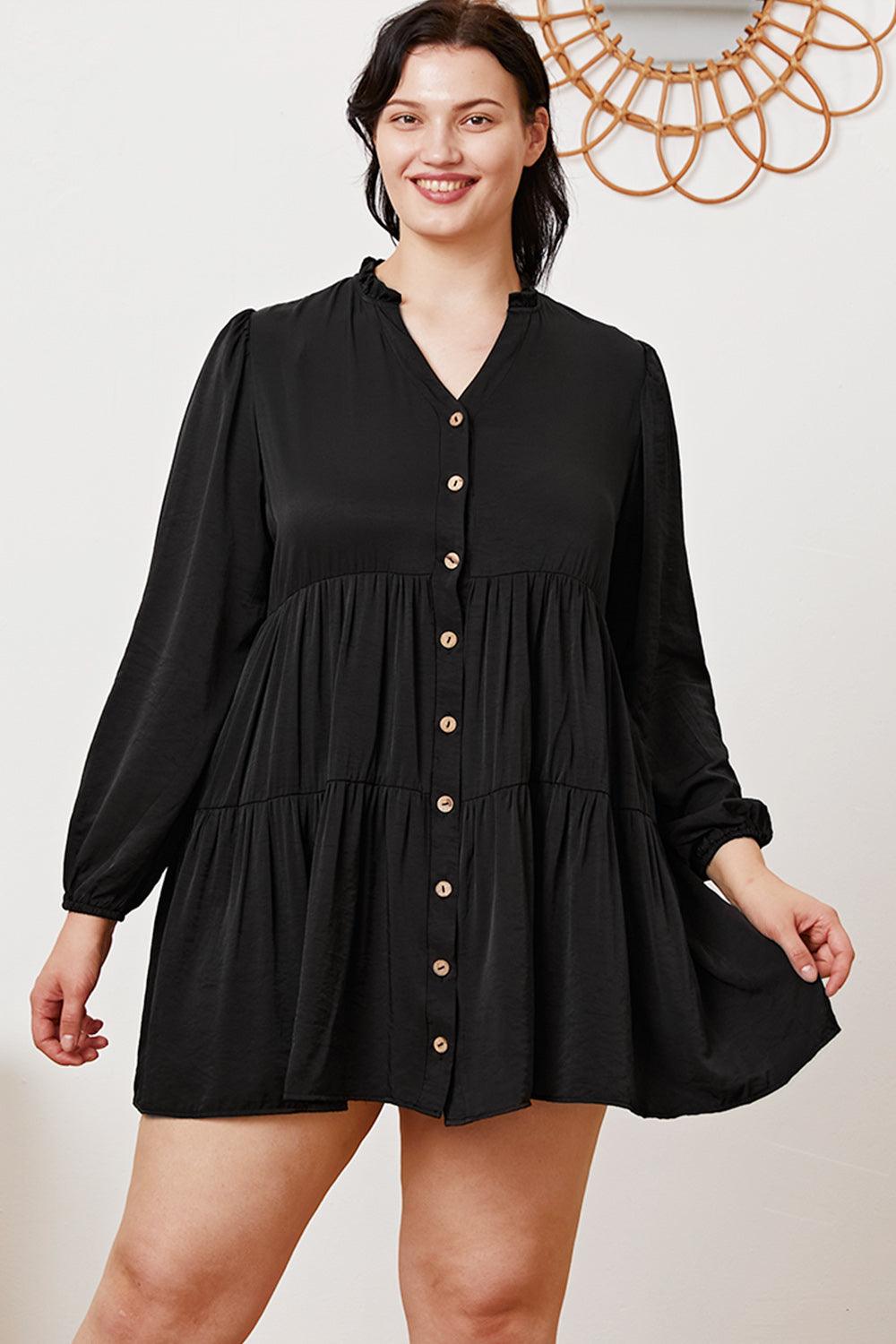 Ruffled Button Up Long Sleeve Tiered Shirt - AMIClubwear