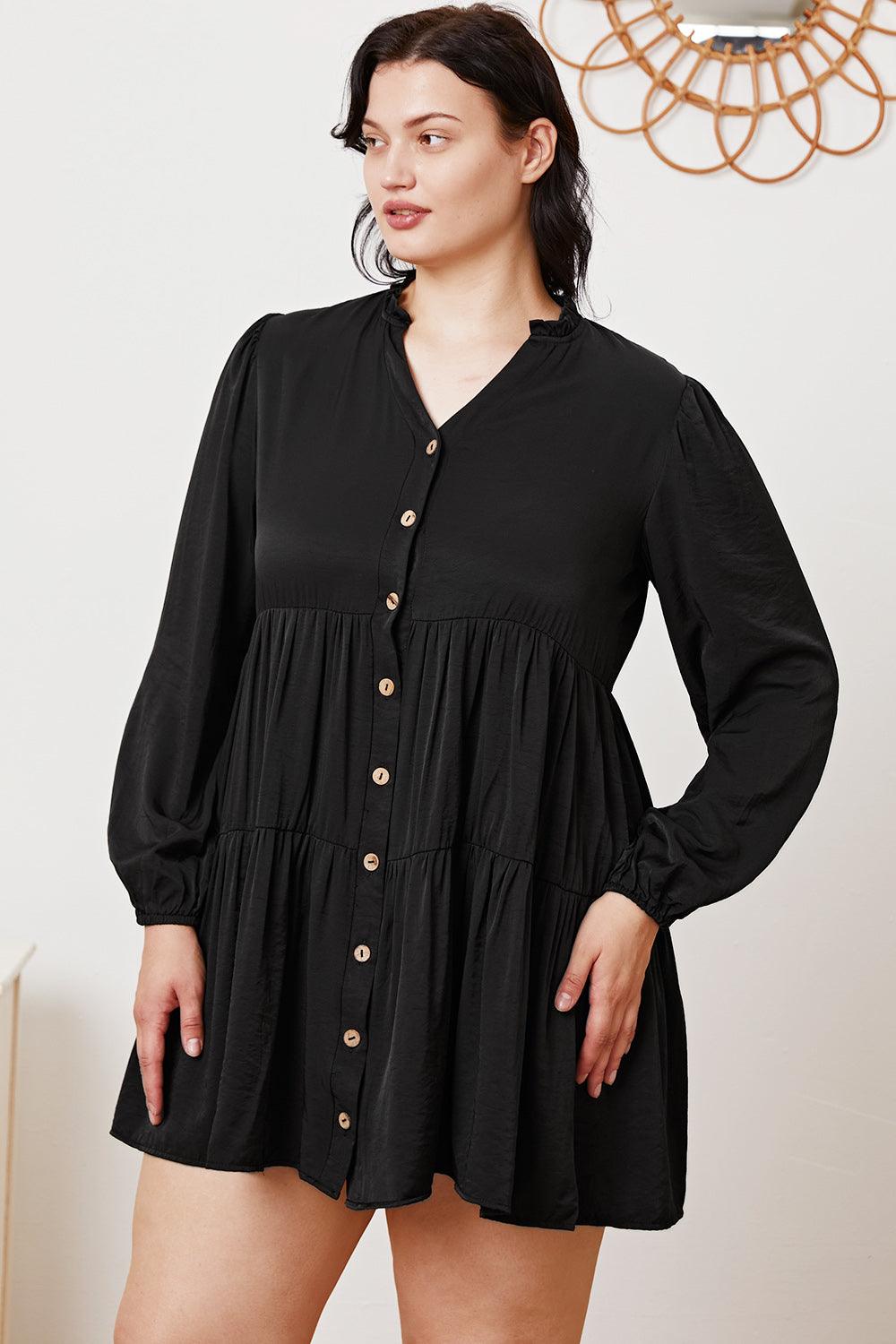 Ruffled Button Up Long Sleeve Tiered Shirt - AMIClubwear