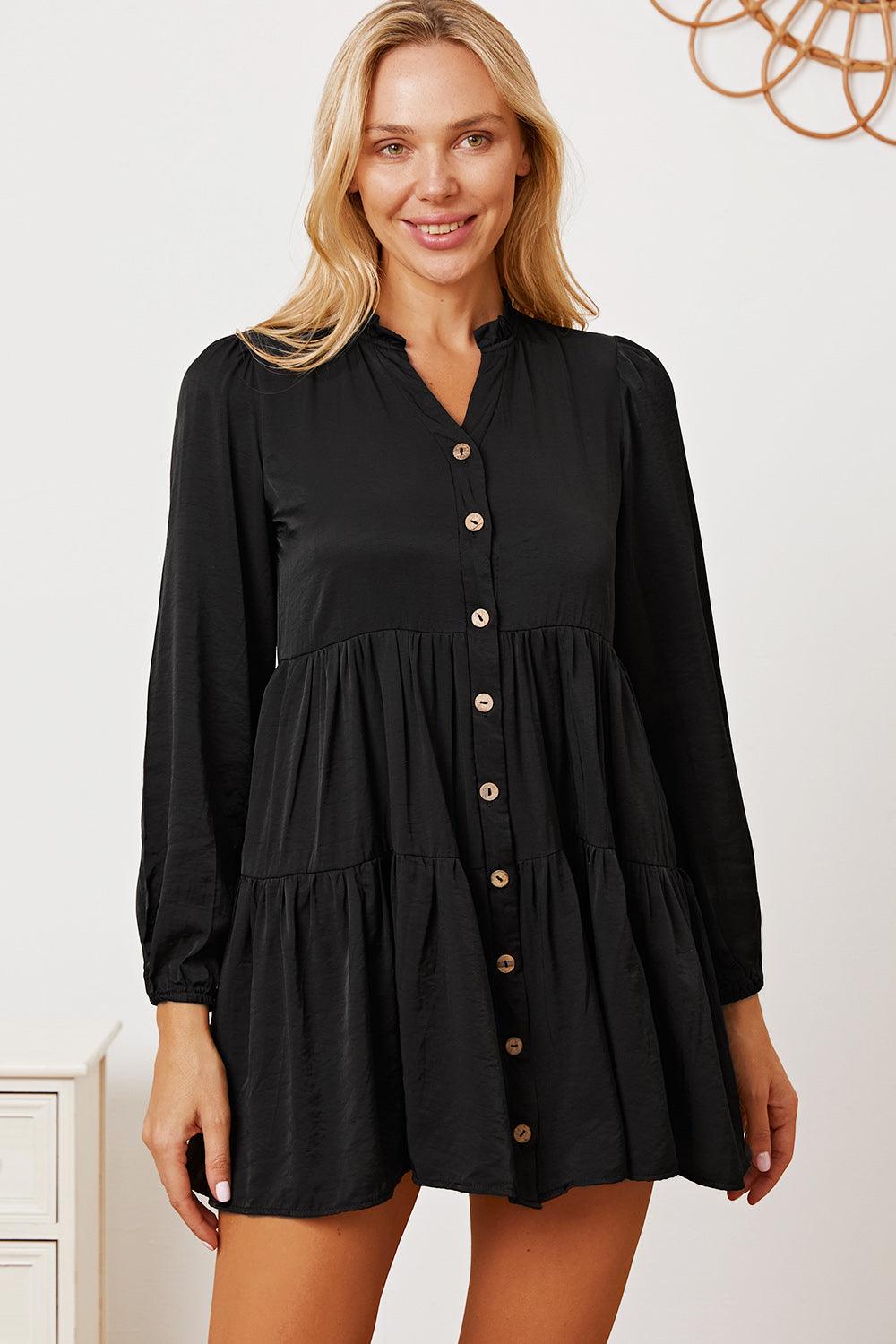 Ruffled Button Up Long Sleeve Tiered Shirt - AMIClubwear