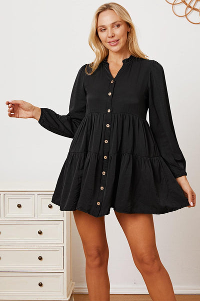 Ruffled Button Up Long Sleeve Tiered Shirt - AMIClubwear