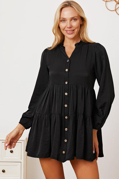 Ruffled Button Up Long Sleeve Tiered Shirt - AMIClubwear