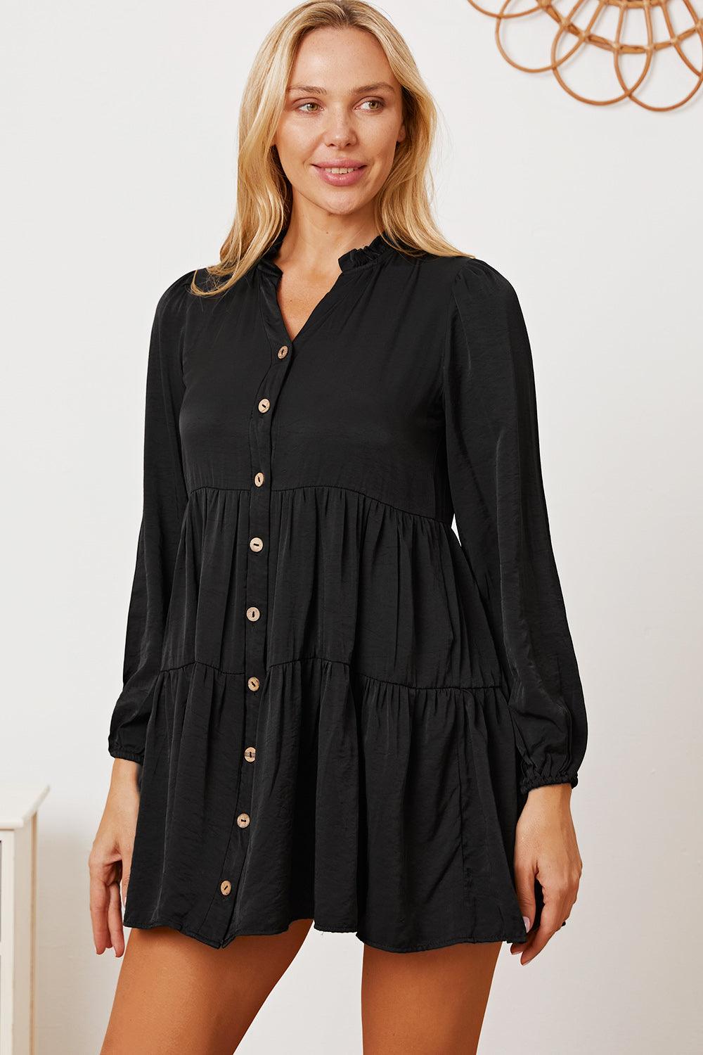 Ruffled Button Up Long Sleeve Tiered Shirt - AMIClubwear