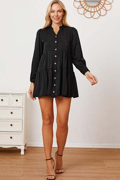 Ruffled Button Up Long Sleeve Tiered Shirt - AMIClubwear