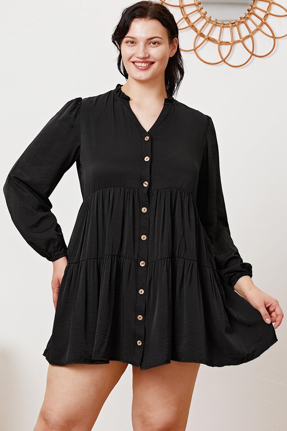 Ruffled Button Up Long Sleeve Tiered Shirt - AMIClubwear