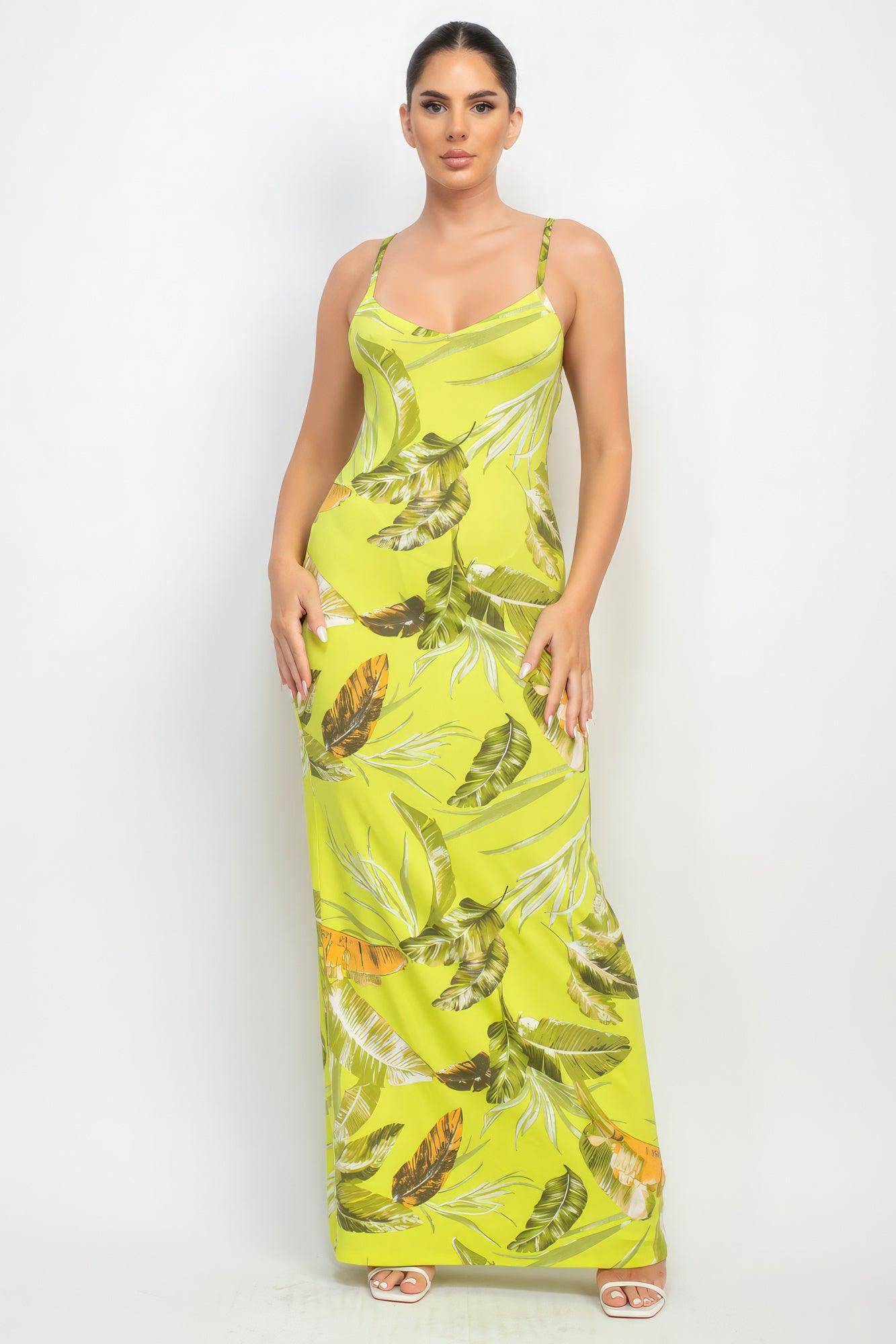 Scoop Tropical Print Maxi Dress - AMIClubwear