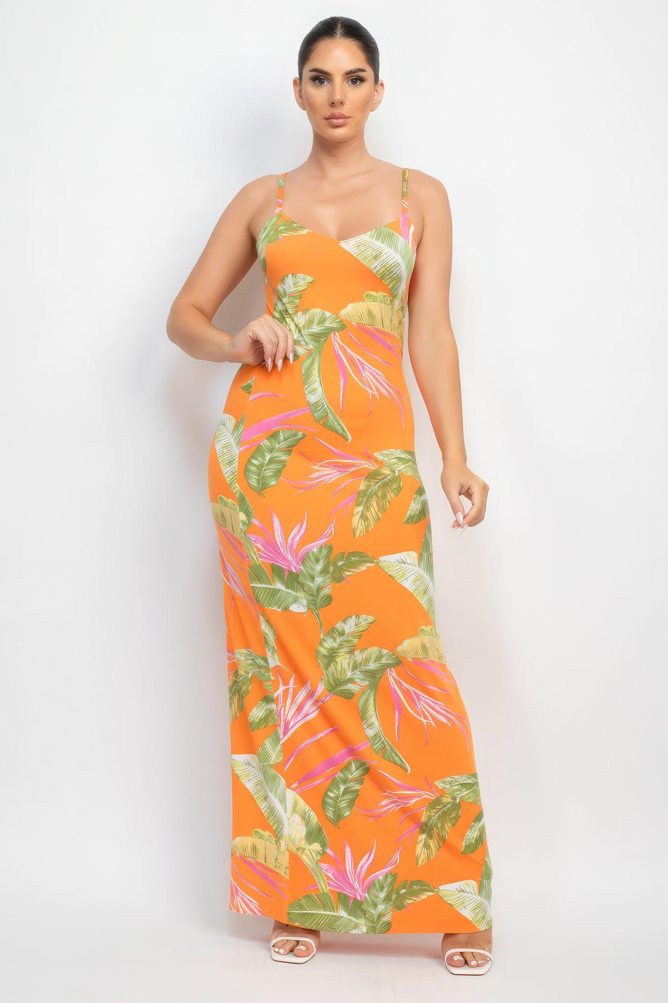 Scoop Tropical Print Maxi Dress - AMIClubwear