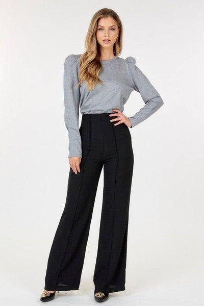 Seamed Wide Leg Palazzo Pants - AMIClubwear