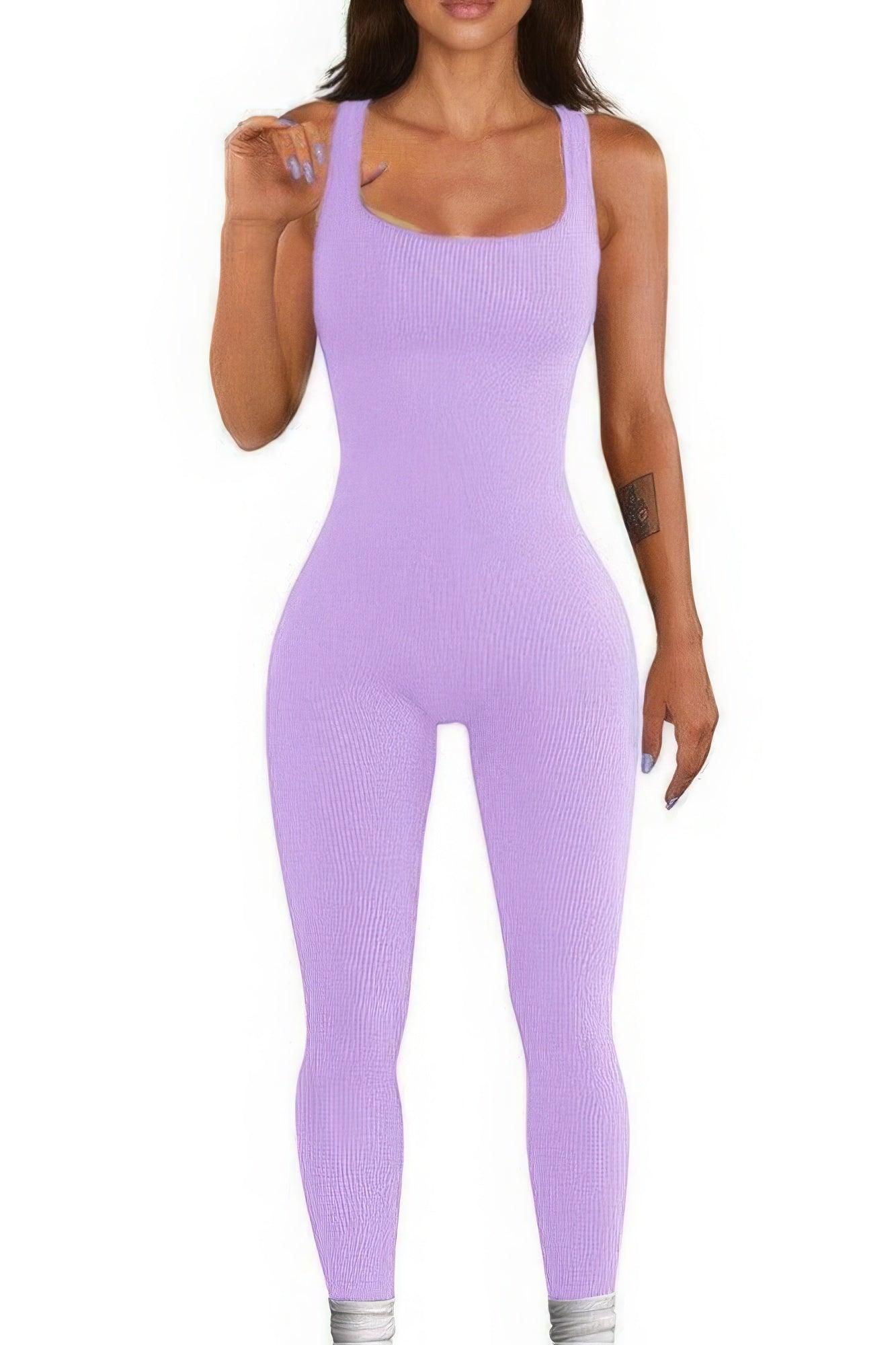 Seamless Ribbed Tank Jumpsuit - AMIClubwear