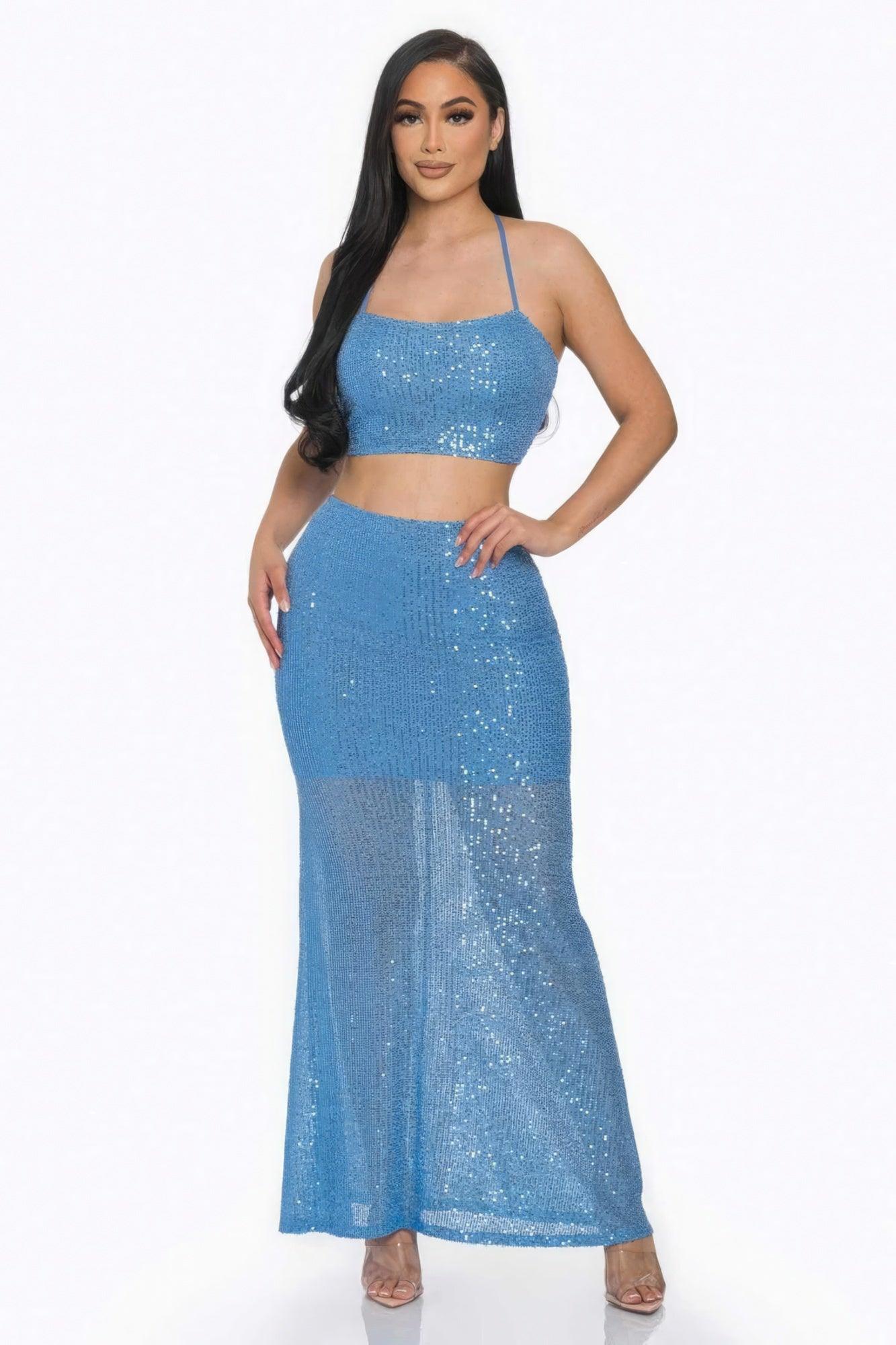 Sexy Back Sequin Maxi Dress - AMIClubwear