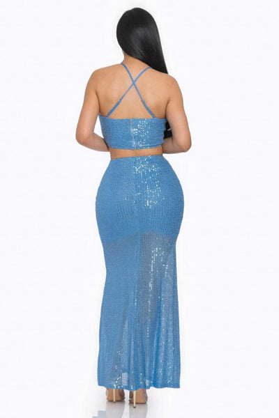 Sexy Back Sequin Maxi Dress - AMIClubwear