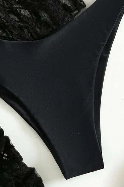 Sexy Black 3pc Bikini With Lace Coverup - AMIClubwear