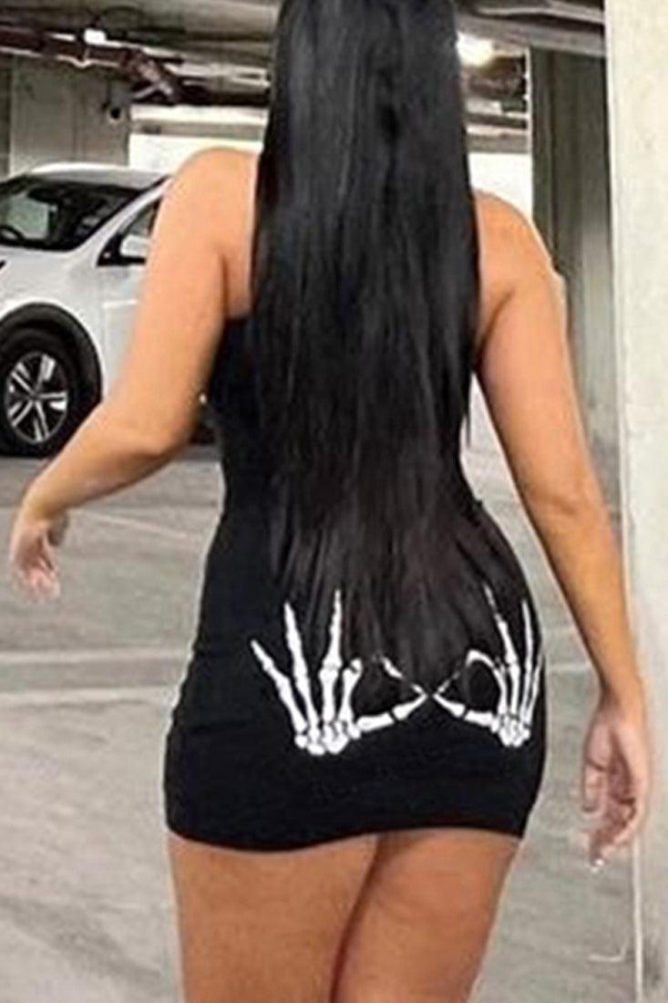 Sexy Black Dress With Skeleton Hands - AMIClubwear