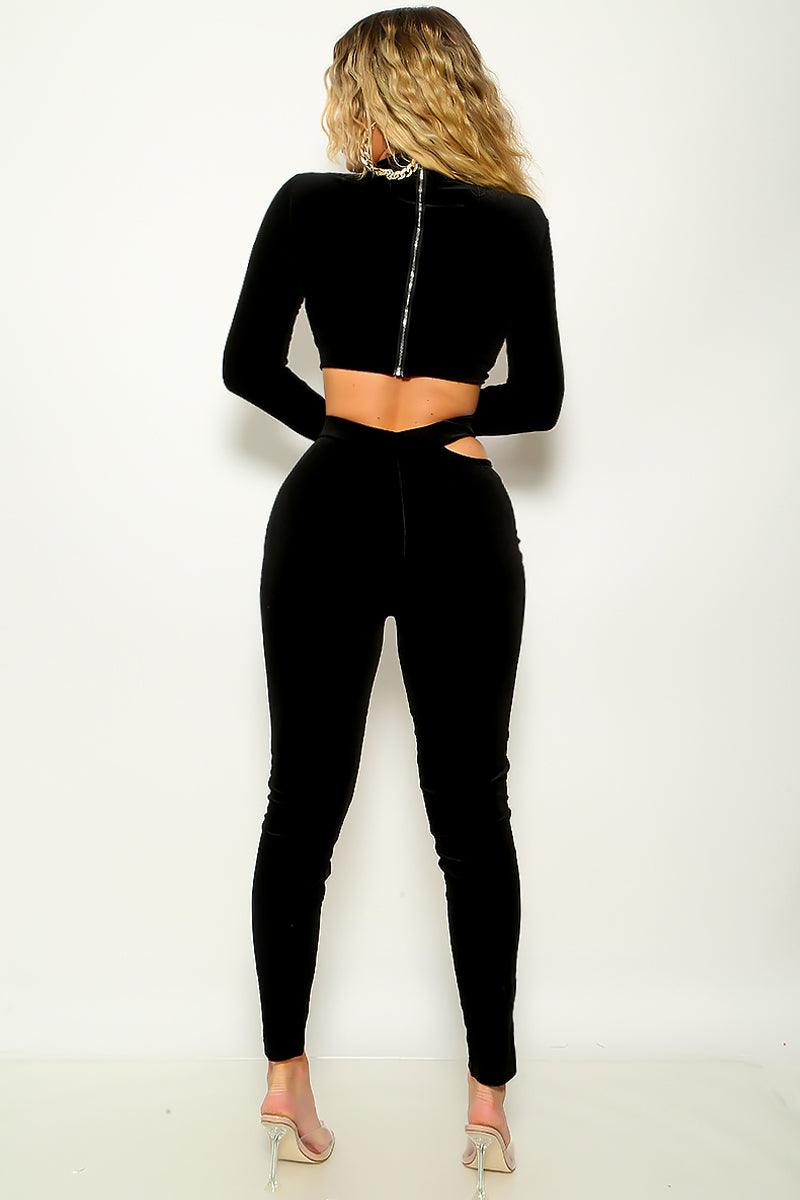 Sexy Black Two Piece Long Sleeve Pants Outfit - AMIClubwear